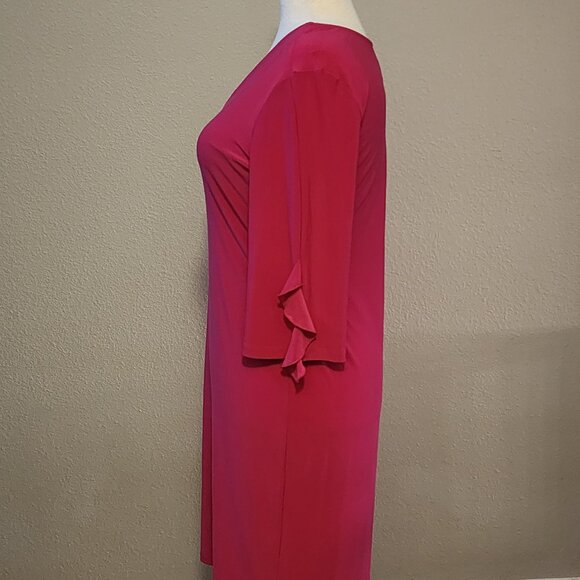 Clara Sun Woo Ruffle Cuff Dress, Hot Pink Fuchsia, Size 14 Large - Picture 3 of 5